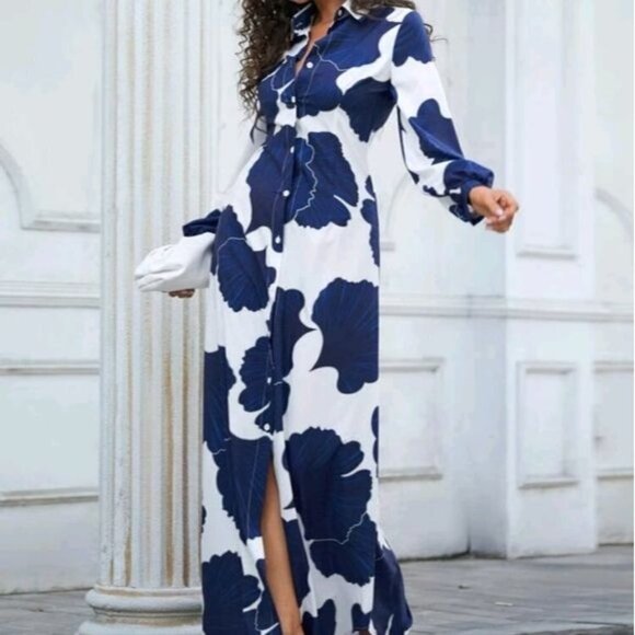 BOHEMIAN PREMIUM BRAND AND QUALITY PLANTS PATTERN SHIRT STYLE MAXI DRE… - Picture 6 of 9